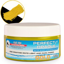 Perfectly Opaque Pearlescent Metallic Screen Printing Fabric Ink (Gold, 100g)