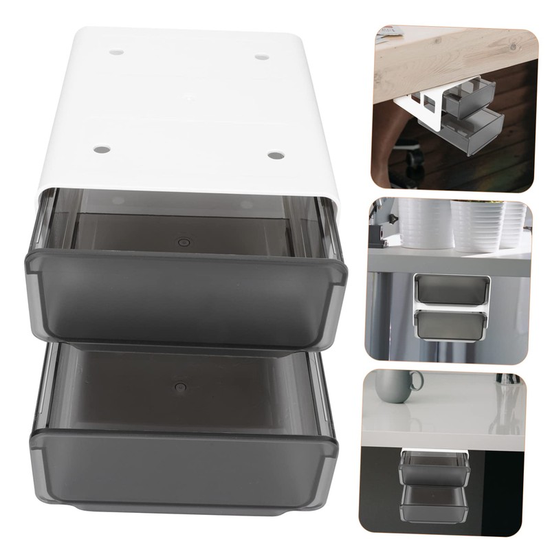 Operitacx Box Double Storage Box Desk Drawer Drawer Compartment Under