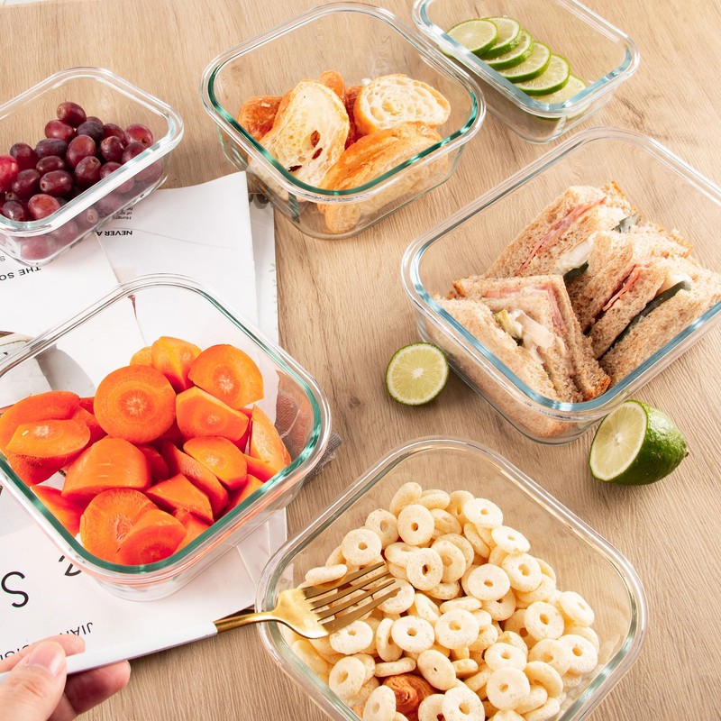 C CREST 12 Pack Airtight Glass Containers for Fresh and