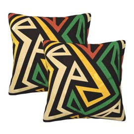 African Tribe Ethnic Geometric Decorative Throw Pillow Covers 18x18 Inch Set of 2 Pillows Case Square Cushion Cover Cases Pillowcase with Zipper Sofa Home Decor for Couch Bed Patio Car
