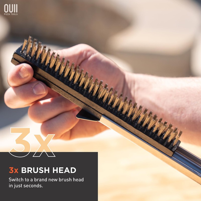 OUII 26'' Pizza Oven Brush with Stone Scraper - Includes