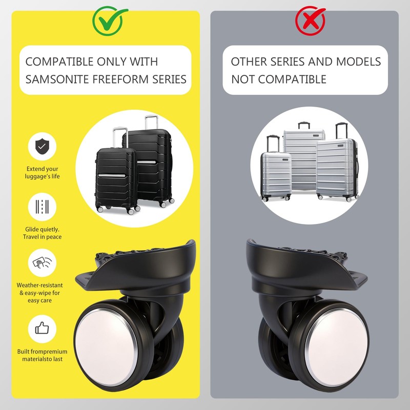 4Pack Wheels Replacement Kit Compatible With Samsonite Freeform Hardside Carry-On