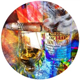4 Inch Glossy Vinyl Peel and Stick Decal Drew Estate Cigar and 10 Year Pappy