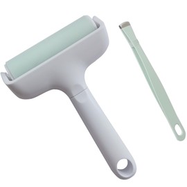 Brayer Roller & Mat Tweezers Remover Set 3.8-Inch Craft Brayer Stamping Tools for Cricut/Silhouette/Brother Printmaking Fabric Crafting and T-Shirts Heat Transfer Projects(White+Mint)