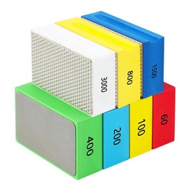 Giyofom 7 Pieces Diamond Hand Polishing Pads, 60/100/200/400/800/1500/3000, Diamond Sanding Pads, Wet and Dry Sanding Block
