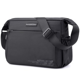 zhongningyifeng Men's Shoulder Bag Nylon Messenger Bag Crossbody Purse Waterproof Lightweight for Travel Work Outdoor (black)