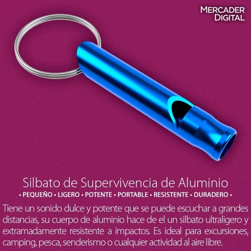 Mercader Digital 20 Pzs Silbato De Aluminio Supervivencia Emergencia Rescate