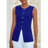 PRETTYGARDEN Blazer Vest Tops for Women Sleeveless Button Down Business
