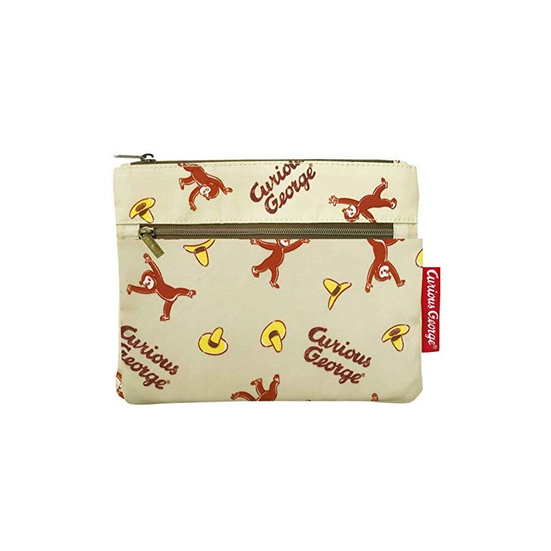 Eye Planning Curious George 2-Tier Pouch Small Cosmetic Pouch Beige