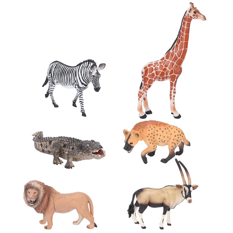 6Pcs Animals Toys Set Simulation Vivid Wild Jungle Zoo Plastic