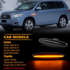 OZ-LAMPE LED Indicator Side Indicator for Lexus IS250 IS350 SC430 E350 Toyota Soarer UZZ40 Highlander Kluger GSU 4, Indicator Black with Canbus Error Free, Pack of 2