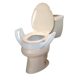SP Ableware 725753311 Elevated Toilet Seat with Arms for Elongated Toilet, 3-1/2", White, Supports Up to 300-Pound