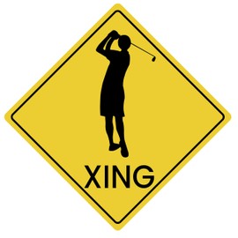 Golfer Golf Crossing Xing Sign Funny Aluminum Road Signs 12 x 12 Inch