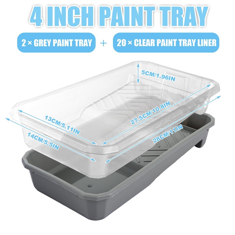 Oungy 20 Pcs Disposable 4Inch Paint Tray Liners & 2