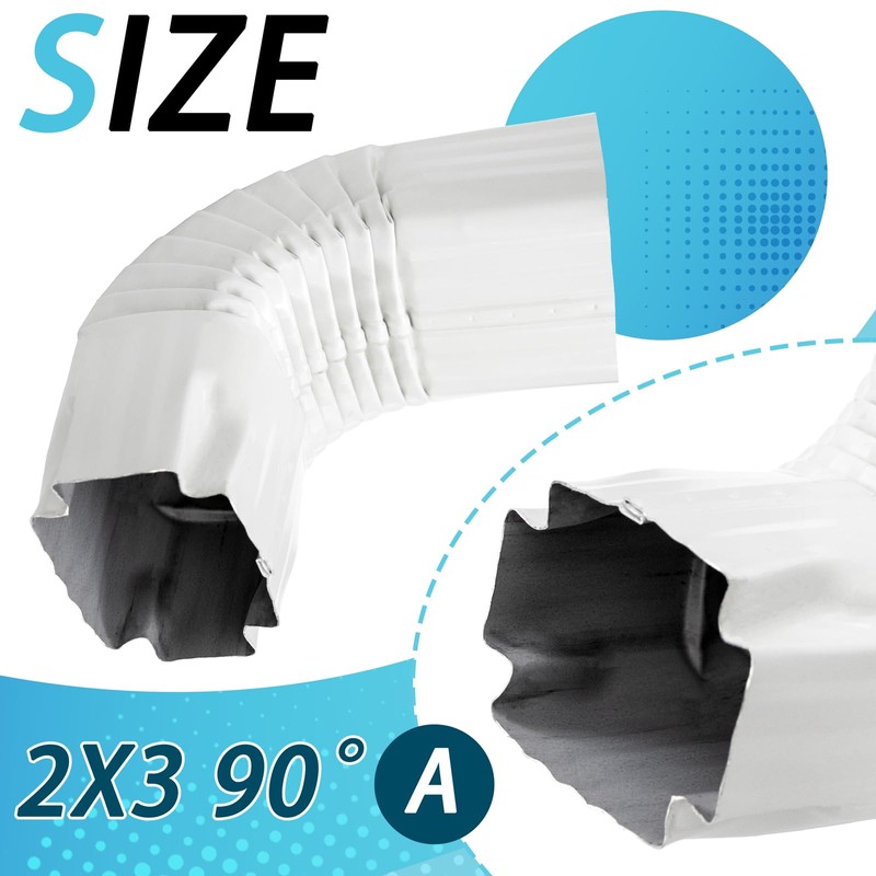 2x3” Downspout Gutter Elbow Style A, 90 Degree Positive Elbow