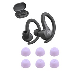 Replacement Ear Tips Compatible with JLab Go Air Sport True Wireless Earbuds,Hollow Filter Screen Earplugs, Soft and Comfortable Noise Cancelling Earplugs,Purple(6 Pack).