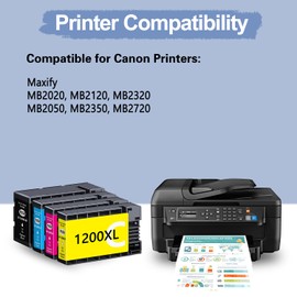 for Maxify PGI 1200 1200XL Ink cartridges for Canon maxify PG-1200XL Ink cartridges use with MAXIFY MB2720 MB2320 MB2020 MB2120 MB2050 MB2350 (4 Pack, Cyan Yellow Magenta Black)