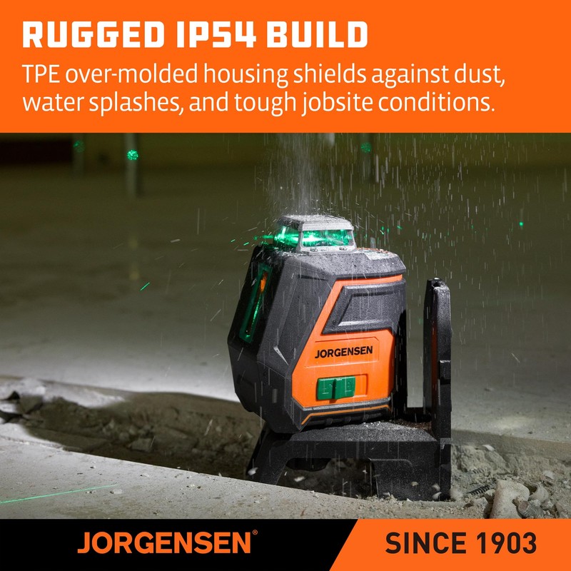 JORGENSEN 360° Laser Level with Tripod, 100 FT Rechargeable Self