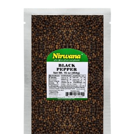 Whole Black Pepper – Bold & Aromatic Pepper for Grinders, Cooking & Seasoning | Ideal for Steaks, BBQ, Soups, and More 16 oz Pouch By Nirwana