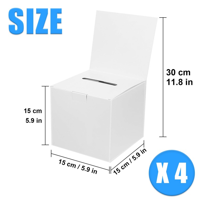 4 Pack Cardboard Ballot Box, Raffle Boxes, Donation Ballot Boxes