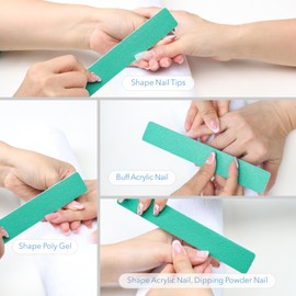 GazePlus Nail File, 50 Pcs Nail Files 100/180 Grit for Acrylic Nails Gel Nails Dip Powder Nails Poly Gel Washable Reusable Double Sided Buffering
