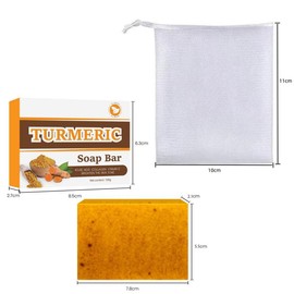 Miaofutong Lemon Turmeric & Kojic Acid Soap Bar, Fall Sale Face & Body Wash, Dark Spot Reducer, Daily Skin Cleanser Sets, Autumn Moisturizing Gentle Kojic Acid Soap Bar Set with Soap Saver Bags Moisturizer Cleansing Skincare Comfort - Specification: 1*So