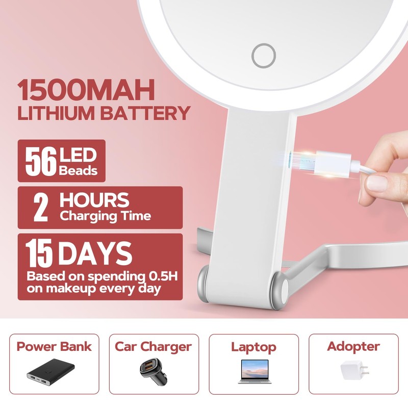 MIYADIVA Lighted Makeup Mirror, 30X Magnifying Mirror with Light and