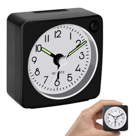 Travel Alarm Clock,Silent Non-Ticking Analog Clock with Snooze & Nightlight