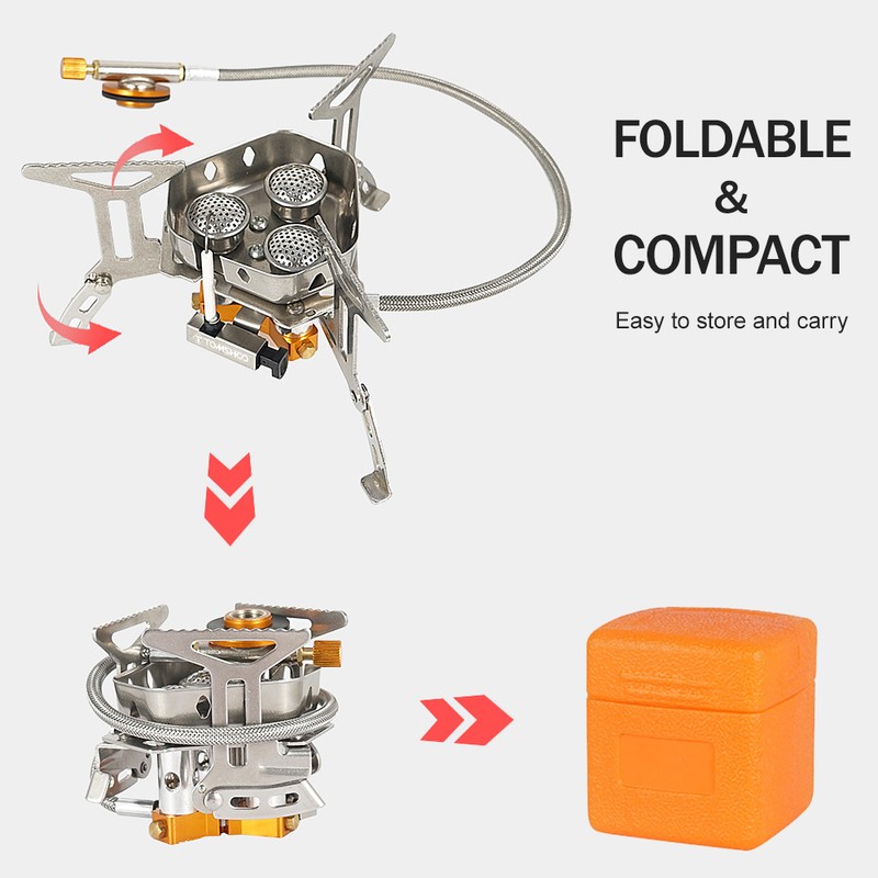 TOMSHOO 5800W Foldable Camping Gas Stove 3 Burners Piezo Ignition