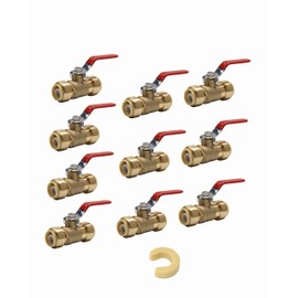 (Pack of 10) EFIELD 1/2 Inch Push-Fit Full Port Ball Valve with Disconnect Clip Tool, UPC Certified