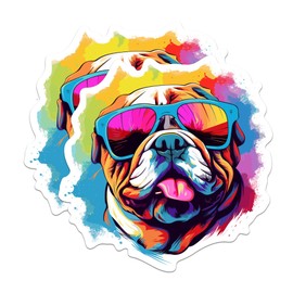 (2 Pack) Bulldog Dog Stickers - Bulldog with Sunglasses - Choose FromOver 100 Dog Breeds - 5 Inches On Longest Side - Premium Vinyl - Made in USA - BMCS0327
