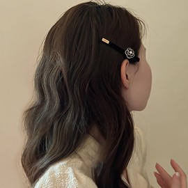 Inilbran Vintage Pearl Wedding Hair Pin Clip Black Flower Beads Hair Clip French Flower Hair Clips Tiny Pearl Hair Clip Hair Pin Decorative Bobby Pins Pearl Head Clip Bridal