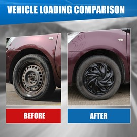 Winjet Wheel Rim Cover Snap On Auto Tire Rim Replacement for 15 inch Wheels 15" Hub Caps Black Matte Wheel Rim Cover [Only Fit Iron Hub - Steel Wheel] (4-Pack)