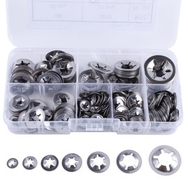 SBRRAIL 330pcs Internal Tooth Star Lock Washer Assortment Kit 7 Size Stainless Steel Quick Speed Push on Locking Washer M3 M4 M5 M6 M8 M10 M12 Metric Clips Retaining Washers