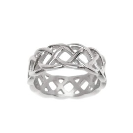 Loralyn Designs Mens Silver Braided Stainless Steel Celtic Knot Band Ring Love Wedding Non Tarnish (Size 12)
