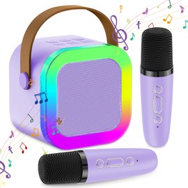 Karaoke Machine for Kids, Portable Bluetooth Speaker with Wireless Microphone, Clear & Loud Sound, Kids Toys Gifts for Girls 4, 5, 6, 7, 8, 9, 10 +Year Old (Purple 2 Mic)