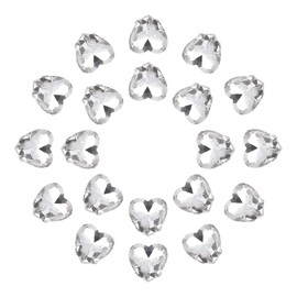 uxcell 20Pcs Heart Sew on Rhinestone, 12x12mm Heart Crystal Glass Rhinestones Metal Flat Back Gems with Silver Prongs Setting for Crafts, DIY Jewelry, Clothes (White)