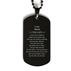 Spring Pet Products Motivational Nana Black Dog Tag Necklace - I can promise to love you for the rest of mine, Birthday Christmas Jewelry Gift for Women Men