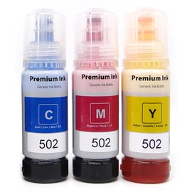 BJ-INK T502 Ink Bottle Refill, Replacement for 502 T522 522 Ink Ecotank Compatible for ET-2750 ET-3750 ET-4750 ET-2760 ET-3760 ET-4760 ET-2700 ET-3710 ET-7750 ET-7700 ST- 3000 ST-4000 (502CMY)