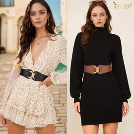 JASGOOD Women's Wide Stretchy Waist Belts for Dresses Vintage Elastic Waistband