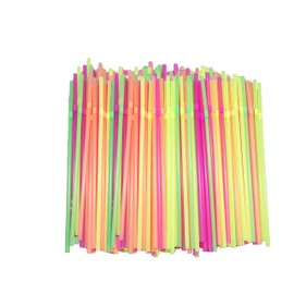 500 Pack Flexible Disposable Plastic Drinking Straws, 8.3" x 0.23" Fluorescent Color Bendable Straws for Parties, Picnics, Home & Travel Use, BPA-Free