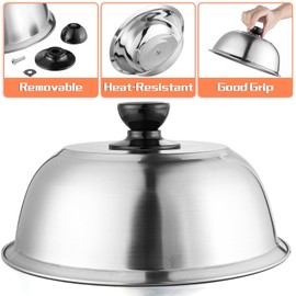 Stainless Steel Melting Dome Small Metal Steaming Cover Grill Lid for Cheese Burger, Ideal for Indoor & Outdoor Flat Top Griddle Teppanyaki
