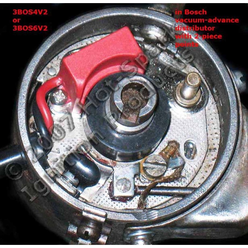 Hot-Spark Electronic Ignition Conversion: 6-cyl Bosch w/ 2-pc, right-pivot points