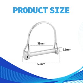 2 Pcs Tiny Safety Coupler Pin 1/4 Inch(6.3mm) Diameter, 1.97Inch(50mm) Length, Marine Grade 316 Stainless Steel Shaft Locking Pins, Round Arch Wire Shaft Locking Pin, Shaft Locking Pins