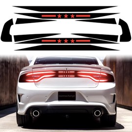 iwannachange Gloss Black Tail Light Race Track Bat Vinyl Overlay Decal Cover Tint Kit Film Precut fit for Dodge Charger 2015-2022 Accessories Exterior Part and (Stars)