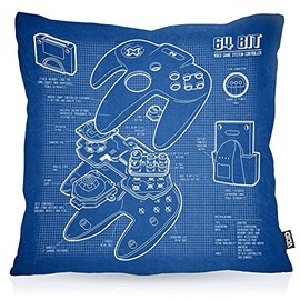 Void N64 Controller Kapa Cushion Cover Outdoor Indoor 64-bit Video Game, blue, 80 x 80 cm