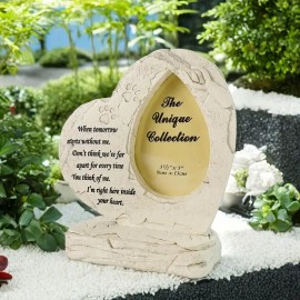 Heart-Shaped Pet Dog Graver Stone with Photo Frame-Compassionate Commemorative Gift for Lost Pets, Indoor/Outdoor DecorColor: Beige, Size: One Size