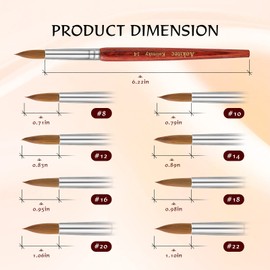 Acrylic Brush for Nails Aokitec Sable Kolinsky Nail Brush #22 Suitable for Professional Acrylic Brush for Nails Wood Nail Art Brush for Acrylic Application Manicure Tool