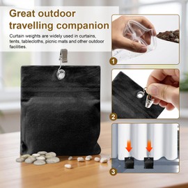 Pack of 12 Curtain Weights Outdoor Adjustable Tablecloth Weights for Outdoor Use with 12 Waterproof PVC Pockets and Metal Clips for Attaching Outdoor Curtain Weatherproof and Tablecloths