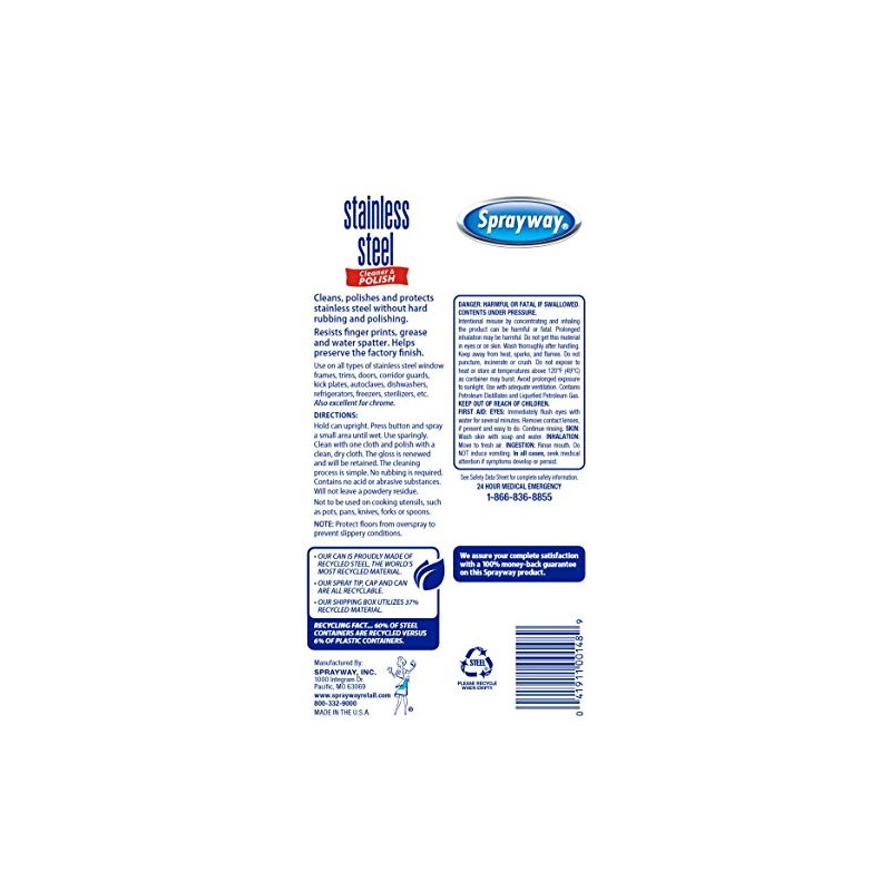 Sprayway SW148R limpiador de acero inoxidable a base de agua,